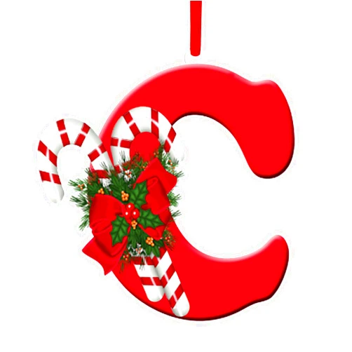 Generic Christmas Alphabet Charms, Christmas Tree Decoration, DIY Alphabet Pendant, Capital Letters A-Z Charms for Christmas (C, One Size)