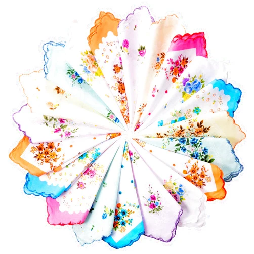Zhanmai 20 Pieces Handkerchiefs for Women Vintage Floral Soft Cotton Colorful Embroidered Ladies Handkerchief for Tea Party Favors wedding Easter Summer Spring Picnic Decor