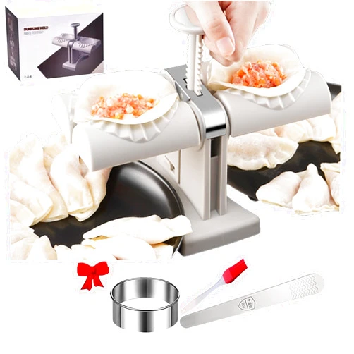 Aunnow Dumpling Maker Machine-Household Double Head Automatic Dumpling Maker Mould/Empanada Maker Press/Potsticker Press/Hand Pie Maker Automatic Dumpling Maker