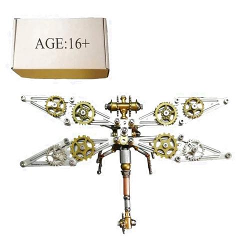 FunXylophy 3D Puzzle Metal for Adult, DIY Mechanical Dragonfly Insect Puzzle Model Kit, Steampunk Collectible Kit Decoration Gift - 200 Pieces