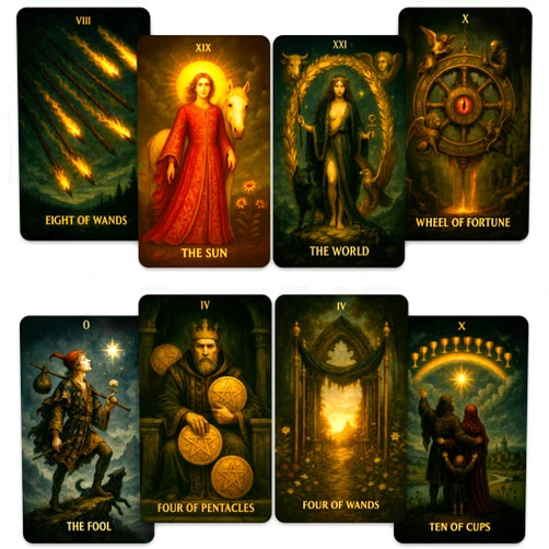 CRAFTERIAN Mist of Shadows Tarot – 78 Cards Deck with Guidebook | Dark Fantasy Gothic Tarot Cards for Shadow Work & Rituals