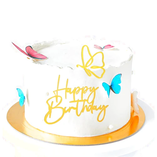 JYNice 2pcs/lot Gold Butterfly Happy Birthday Party Cupcake Toppers Acrylic Birthday Cake Topper for Kids Birthday Party Cake Decorations