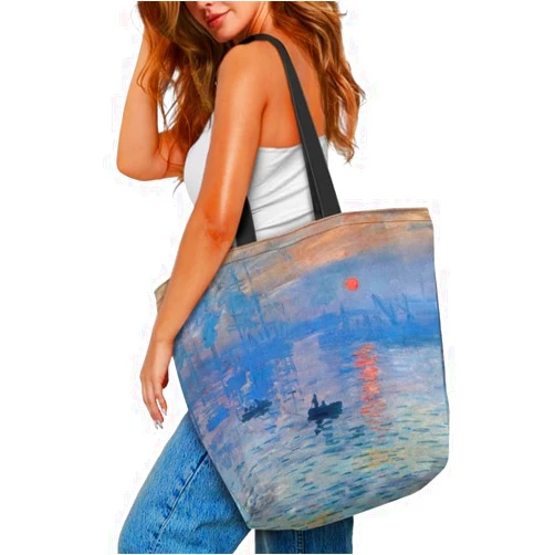 Jolamirel Art Reusable Grocery Bags Large Foldable Tote, Large Capacity Canvas Totes Hobo for Work, Travel, Shopping