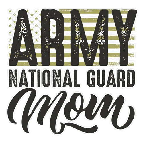 HOF Trading Army National Guard Mom with Us Flag Military Style Gift Vinyl Sticker Waterproof Decal Laptop Wall Window Bumper Sticker 5 in(HOF-VETERAN-STICKERS-6518)