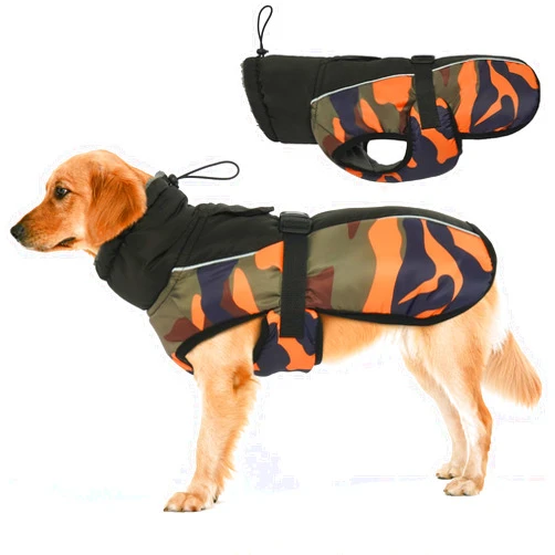 IDOMIK Dog Winter Coat, Reflective Waterproof Dog Jackets for Cold Weather, Warm Dog Coats for Small Medium Large Dogs, High Collar Dog Fleece Snow Jacket, Winter Vest with Adjustable Buckle,3XL