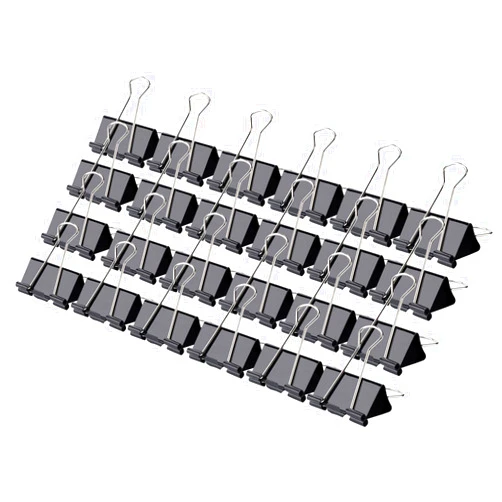 Qimailer Medium Binder Clips and Paper Clips (24 Pcs) 1.25 Inch,Black Metal Medium Paper Clamps for Office, Home, School
