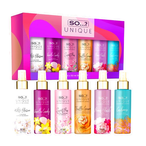 So...? So…? Unique Body Mist Set - Perfumes for Women - Ideal Gifts for Women - Fresh, Floral, Sweet Scents -6-Hour Wear Body Spray for Women - 6 pcs