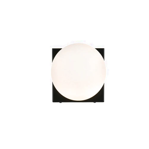 Living District Jaylin 1-Light Iron & Glass Bath Sconce in Black/Frosted White