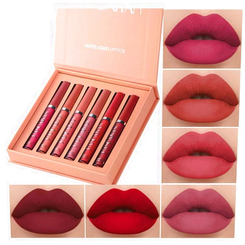 BestLand 6Pcs Matte Liquid Lipstick Makeup Set, Matte liquid Long-Lasting Wear Non-Stick Cup Not Fade Waterproof Lip Gloss (Set A)