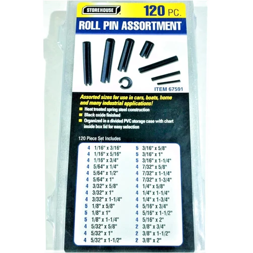 Harbor Freight Tools Roll Pin Assortment, 120 Pc. Storehouse