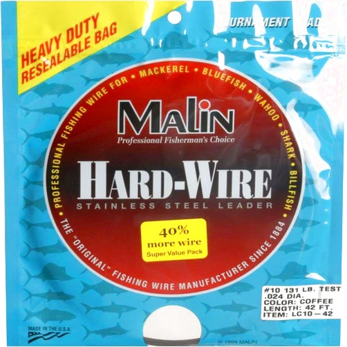 Malin LC10-42 Standard Ss Hard-Wire .024 Dia, 131Lb Test, 42Ft