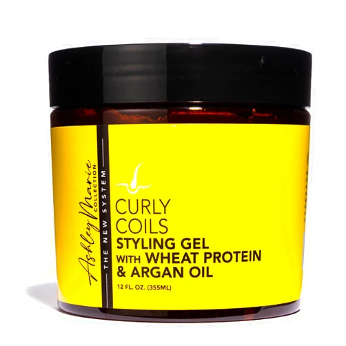 The Hair Diagram - Ashley Marie Curly Coils Styling Gel with Wheat Protein & Argan Oil - Nourishing Natural Ingredients - Moisturizing Gel For Curly Hair - Color Safe - Paraben & Sulfate Free - 12oz