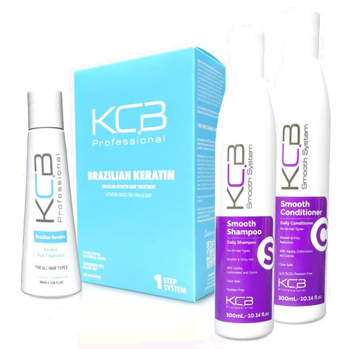 KCB PROFESSIONAL Brazilian Keratin 1 Step Hair Treatment and Aftercare Shampoo and Conditioner for Smoothing and Hair Frizz Control, All Hair Types