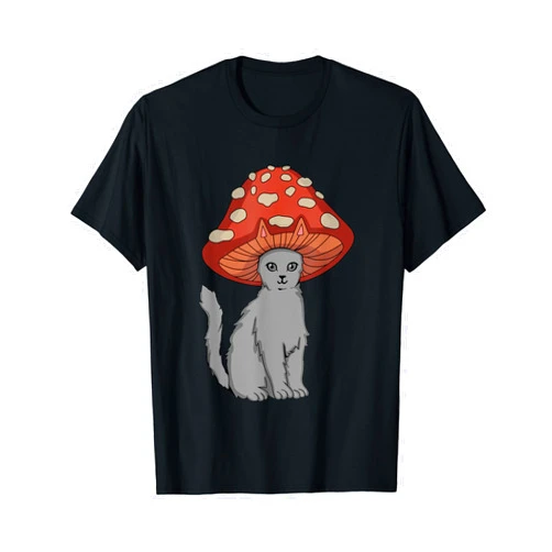 Cottagecore Aesthetic Cat Mushroom Kawaii Cottagecore Cats Aesthetic Cat Mushroom Hat Kawaii T-Shirt