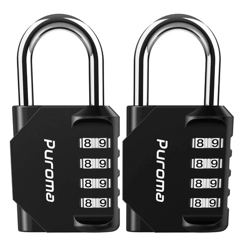 Puroma 2 Pack Combination Lock for Locker 4 Digit Outdoor Waterproof Padlock for School, Gym, Sports, Fence, Toolbox, Gate, Case, Outdoor, Hasp Storage (Black)