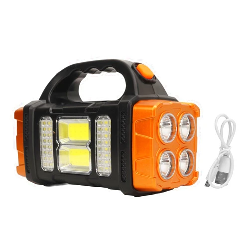 Alomejor Portable Solar Flashlight with 3 Lights Handy Handle Small for Camping Emergency and More