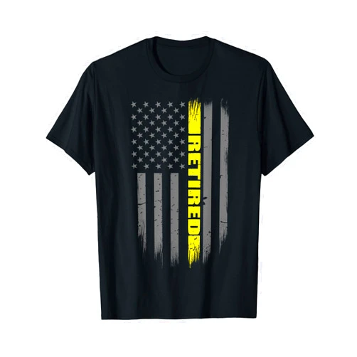 Retired Dispatcher Gifts Retired 911 Dispatcher Gift - Thin Gold Line Flag T-Shirt