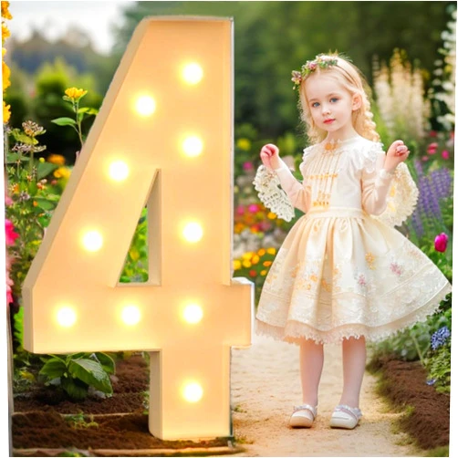 FAYLISVOW 3FT Marquee Light up Number 4 White Marquee Numbers with Lights for Birthday Party Large Mosaic Frame Letter Cardboard Pre-Cut Giant Cut-Out Thick Foam Board Sign Diy Decorations Anniversary