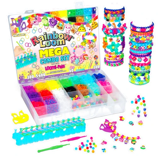 Rainbow Loom® Loomi-Pals™ MEGA Set, Features 60 Cute Assorted LP Charms, The New RL2.0, Happy Looms, Hooks, Alpha & Pony Beads, 5600 Colorful Bands All in a Carrying Case for Boys and Girls 7+