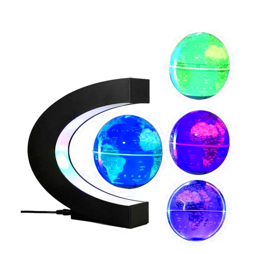 FUZADEL Multi-Color Changing Floating Globes Levitating Globes Lamp Magnetic Levitation Floating Globes of the World for Home/Office Desk Floating Magnet World Globe (Valentines Day Decorations)