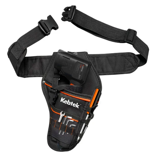 Kebtek Hand Pruner Hanging Pouch, Heavy Duty Construction Tool Belt for Electric Pruning Shear with Battery Pocket Tool Pouch - Adjusts from 33 Inches to 42 Inches (Black)