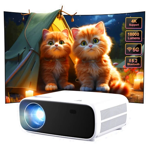 Wielio Projector with Wifi and Bluetooth, Native 1080P 18000L Mini Projector Home Theater Video Projector, Portable Projector Compatible with iOS/Android PC/TV Stick/HDMI/USB/AV（Black）