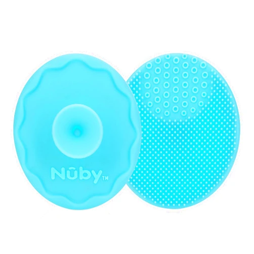 Nuby Scrubbies Silicone Bath Brush - BPA-Free Baby Essentials - Baby Bath Accessories - (2-Pack) Blue