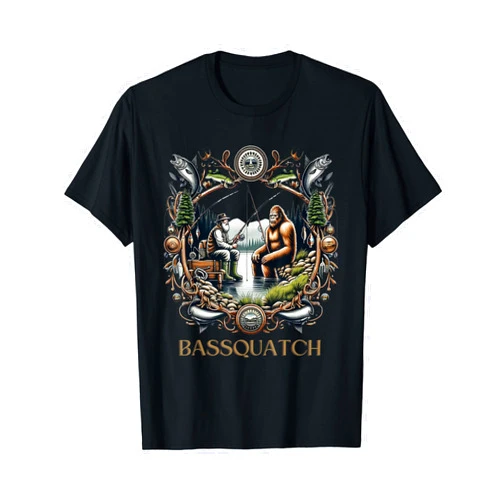 Bassquatch fishing club Bassquatch! Funny Bigfoot Fishing Outdoor Retro fisherman T-Shirt