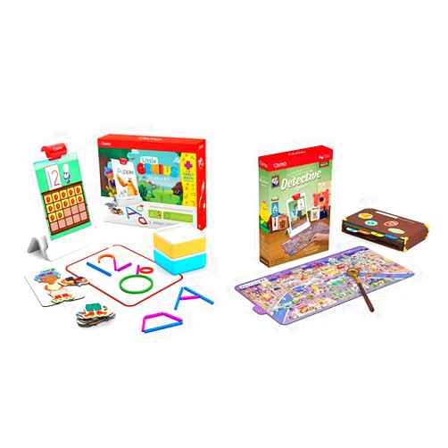 Osmo - Little Genius Starter Kit for iPad + Early Math Adventure & Detective Agency Game - 7 Learning Games - Ages 3-5 - Counting, Shapes, Phonics, Solve Global Mysteries iPad Base Included