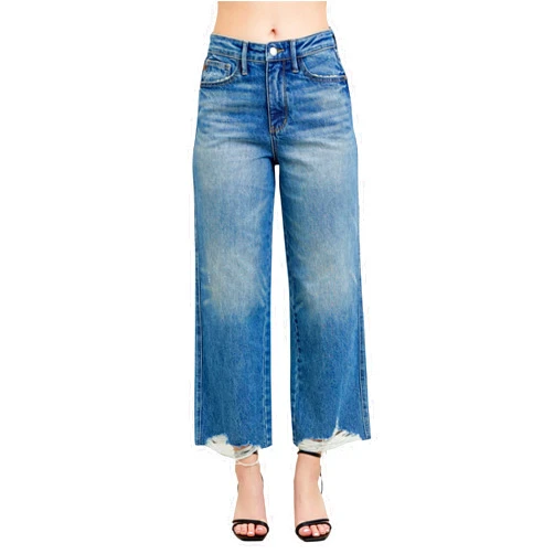 Judy Blue High Waist Rigid Magic Destroy Wide Leg Crop