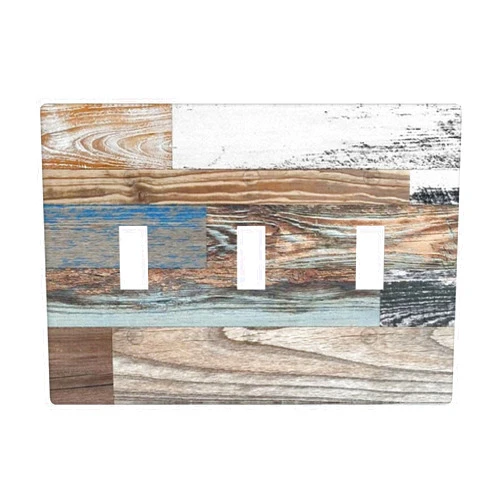 MOYMTEP Farmhouse Rustic Outlet Cover 3-Gang Toggle Receptacle Vintage Wall Plate Light Switch Cover Plate Electrical Outlet Covers For Home Kitchen Bathroom Accessories & Decor