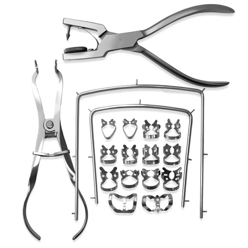 SURGICAL ONLINE Comprehensive Dental Rubber Dam Kit - Medical Grade Stainless Steel, Rubber Dam Clamps, Punch Plier, Endodontic Supplies, and Dental Isolation Tools.
