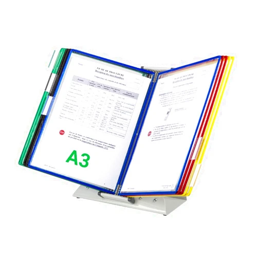 Tarifold Desktop Reference System - 10 Double-Sided Pockets - A3 Size - Assorted Colors -20 Sheet Capacity (D291A3)