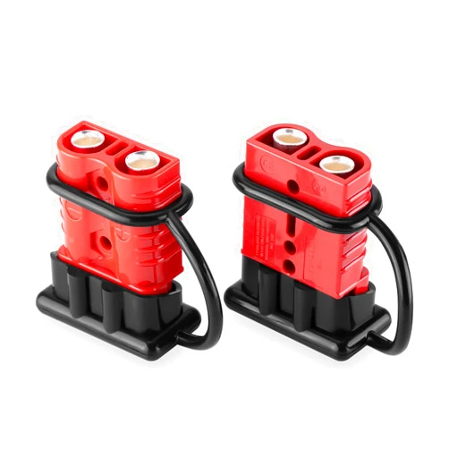 Mofun 2-4 Gauge Battery Quick Connect Disconnect Electrical Plug Kit 175 Amps Wire Harness Plug for Winch Trailer, 2 Pack, Red