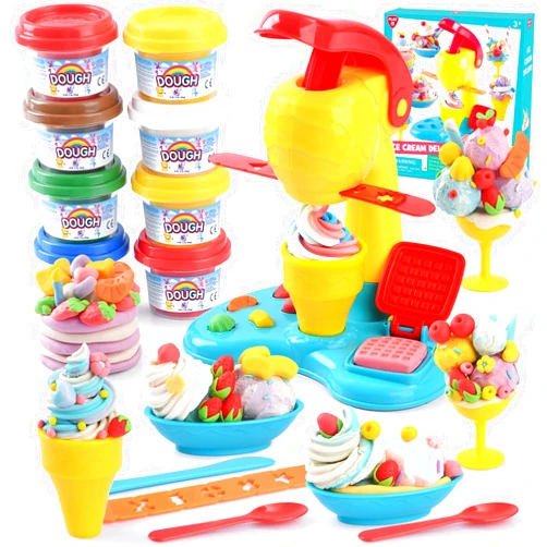 PLAY Color Dough Sets for Kids Ages 4-8,Play Kitchen Ice Cream Maker Playdough Set for Kids Ages 2-4,Arts Crafts play Food Toys for Girls Boys 3+,8 Cans of Modeling Compound,2 oz Cans,Multicolor