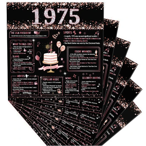 Hokinaa 1975 50th Birthday Decorations - 50 Pcs Black Rose Gold Happy 50th Party Cocktail Napkin Cheers to 50 Years Old Disposable Paper Beverage Dinner Napkins for Men Woman Guests Table Supplies