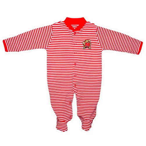 Creative Knitwear University of Maryland Terps Striped Newborn Footed Baby Romper