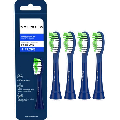 Brushmo Replacement Toothbrush Heads Compatible with Philips Sonicare One Toothbrush, for HY1100 Midnight Navy Blue HY1022/04 Brush Head (Midnight Navy Blue) 4 Pack