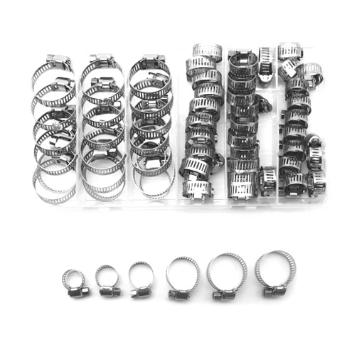 Jawmoy 54 PCS Car Stainless Steel Hose Clamps, Small Metal Hose Clamps Set, Adjustable Automotive Gear Hose Clamp Kit for Pipe, Dryer Repair, Tubing (Silver #Assortment Kit)