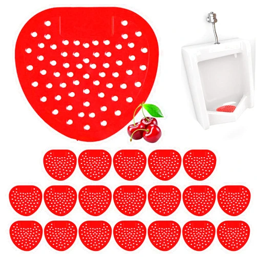 CNQLIS 10 Pack Urinal Screen Cakes Blocks Deodorizer Pads Scent Lasts Up to 30 Days Anti-Splash and Ideal for Public and Domestic Men Bathrooms Cherry Fragrance Rubber Toilet Bowl Clip