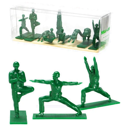 Yoga Joes Series 1 Green Toy Soldiers - Set of 9 Yoga Figurines, Army Men in Yoga Poses, Decor for Desk, Shelves, Classroom, Home, or Studio - Zen Meets GI Joe Gifts for Yoga Teachers, Yogis