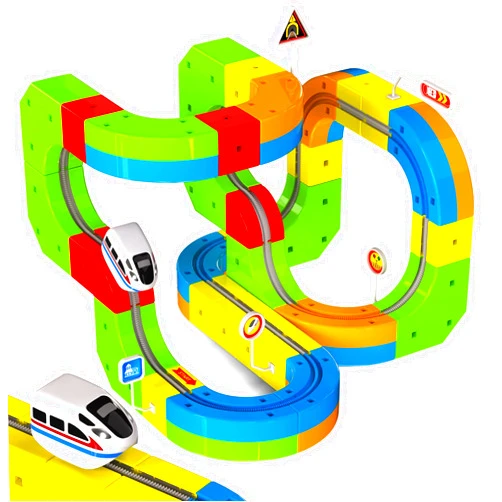 Goody King Electric Train Set for Kids, 69Pcs Build 3D DIY Track Building Kits with Train and Traffic Signs, STEM Car Toy Set for Kids, 3 4 5 6 7 8 Years Old Boys & Girls Birthday