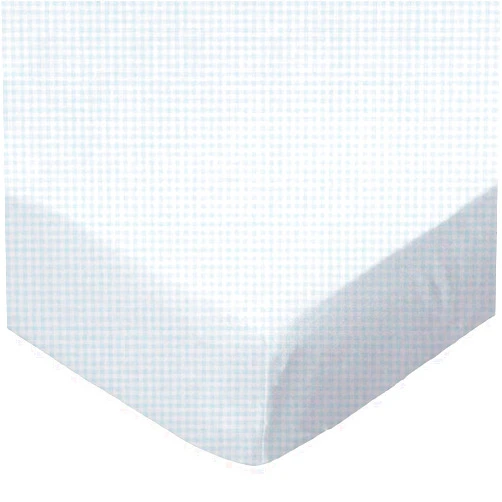 SHEETWORLD.COM SheetWorld Baby Fitted Bassinet Sheet Fits Nuna Mixx 12 x 29 inches, 100% Cotton Jersey Hypoallergenic Sheet, Unisex Boy Girl, Blue Gingham, Made in USA