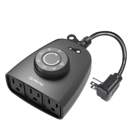 G-Homa Outdoor 24-Hour Timer with Photocell Light Sensor, 3 Outlets Timer, Water Resistant Photoelectric Countdown Timer(2, 4, 6 or 8 Hours Mode), Dusk to Dawn, Heavy Duty(15A)