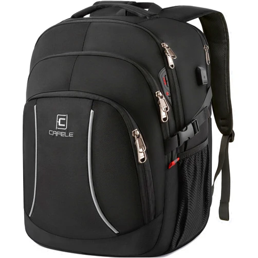 CAFELE 17.3 inch Laptop Backpack,School Bookbag Computer Rucksack with USB Charging Port,Water Resistant Sturdy Bagpack for Business College School Travel,Men Women Casual Daypack,Black
