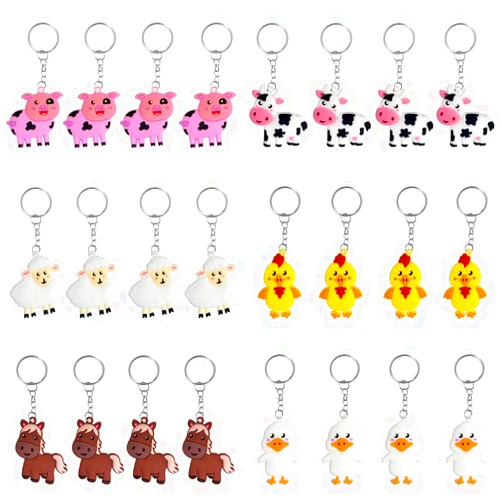 iMagitek 24 Pack Farm Animal Keychains for Barnyard Party Favors Supplies, Party Bag Fillers, School Carnival Rewards, Farm Animal Baby Shower Party Favors