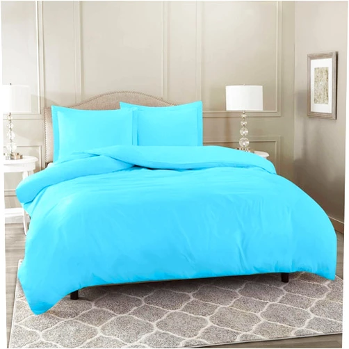 Rineni 1000 Thread Count Aqua Blue 5 PC Queen Duvet Cover Set (1 PC Duvet Cover + 4 Pillow Shams) Zipper Closure 100% Egyptian Cotton Farmhouse Bedding Comforter Cover Set