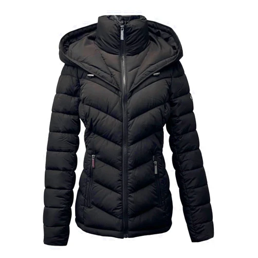 Michael Kors Michael Michael Kors Hooded Packable Down Puffer Jacket Coat Zip Front Black (US, Alpha, Small, Regular, Regular)