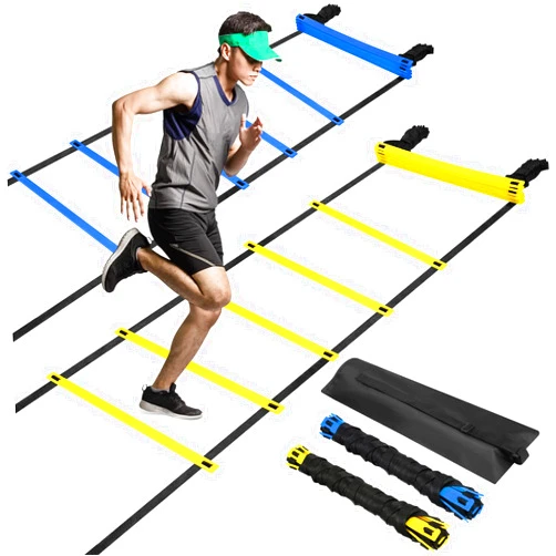 Sosation 2 Pieces Agility Ladder 20 Feet Adjustable Rungs Speed Training Exercise Ladders with Carry Bag for Kids and Adults Soccer Football Boxing Footwork Sports Speed Agility Training