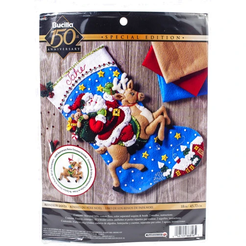 Bucilla Reindeer Santa Stocking Kit, Adult, Cotton, Holidays